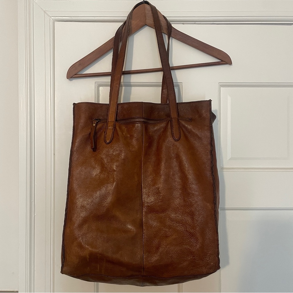 J. Crew Brown Pebble Leather Tote Bag